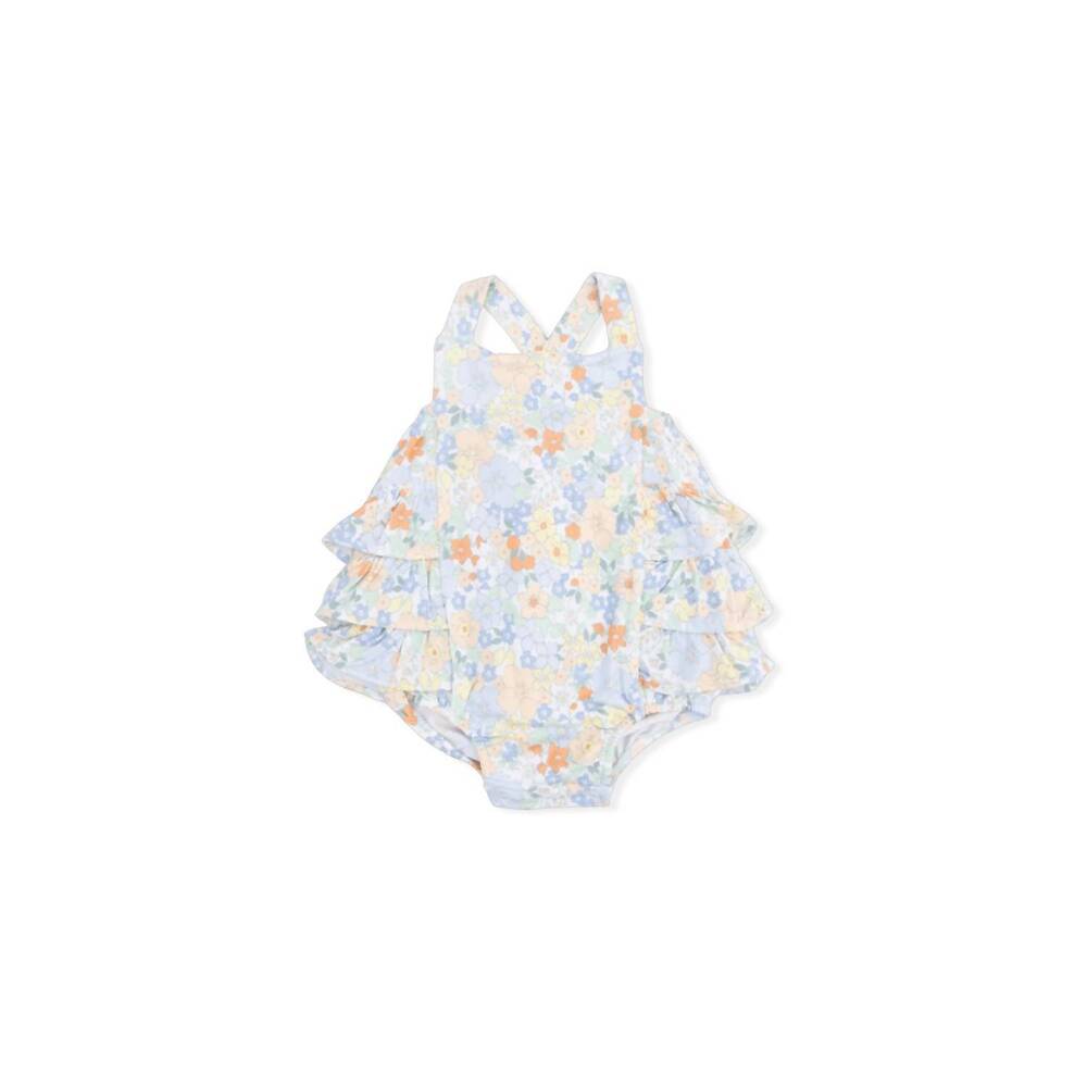 NEW ANGEL DEAR kids georgia floral bamboo sunsuit in white